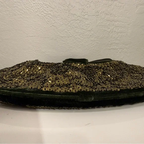 Big Buddha Emerald Velvet & Beaded Sequin Handbag - Gold Hardware - Rare - Picture 8 of 9